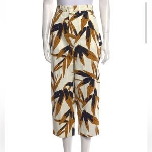 Marni Cream and Brown Leaf Print Pants